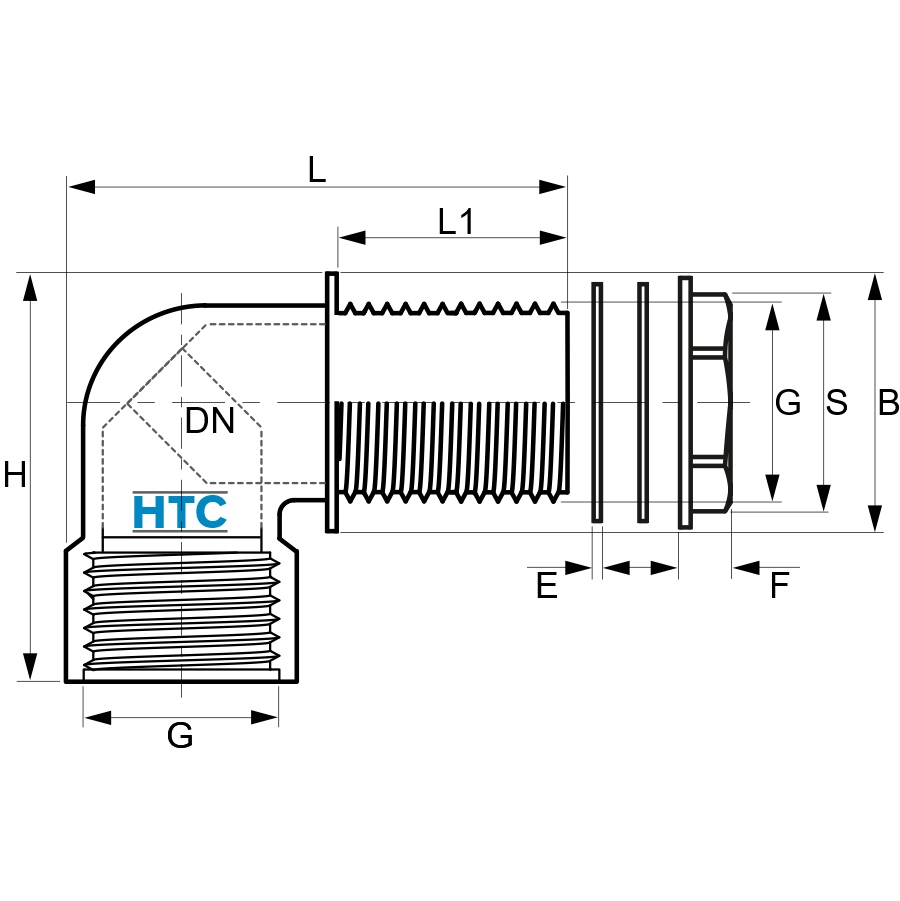 Messing Fitting - Tankdurchführung Außen x Innengewinde mit Auslaufventil /  Wasserhahn. Maximaler Betriebsdruck 10 bar.