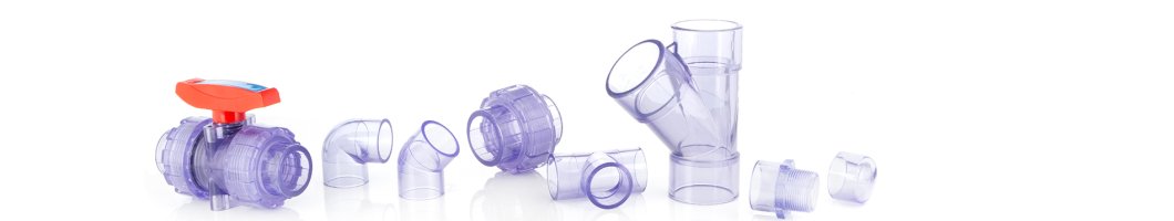 PVC-U Fittings und Rohre, Transparent
