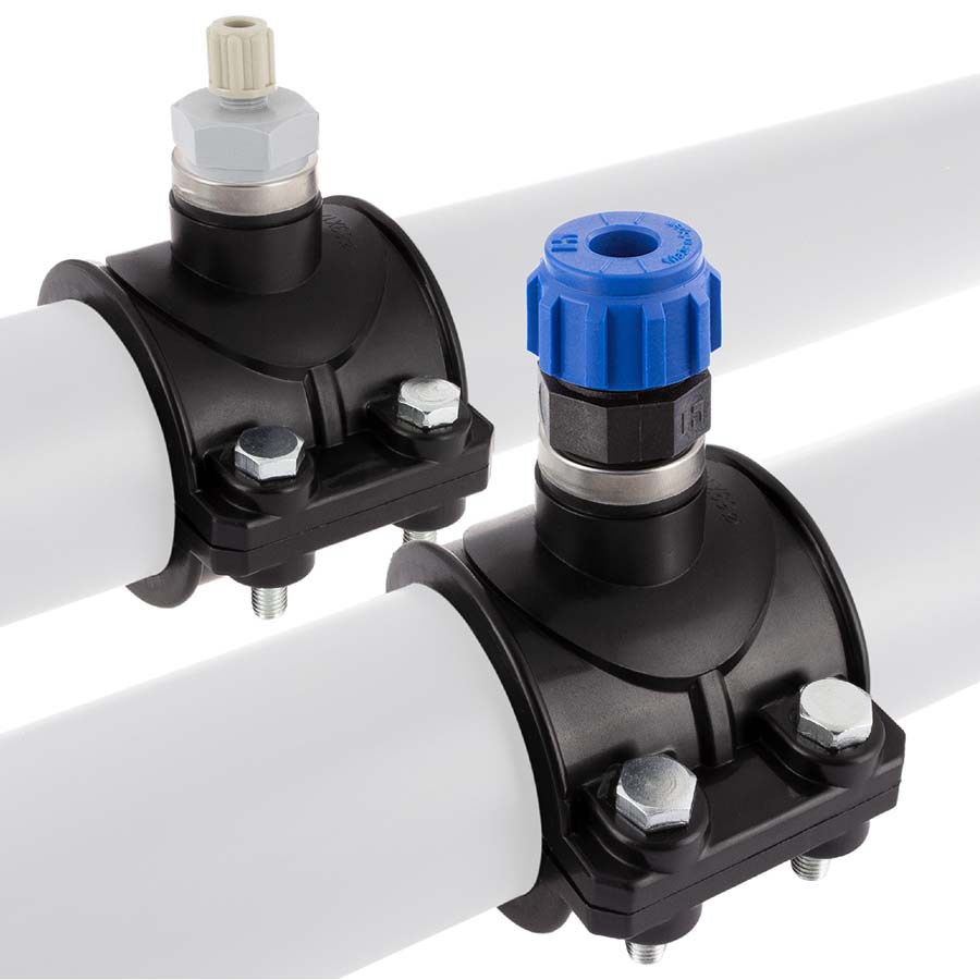 Elektrodenhalter, Impf-/Dosieranschluss auf Anbohrschelle