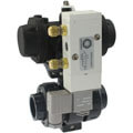 U-PVC 2 way solvent ball valve <strong>teflon/EPDM</strong> with pneumatic actuator and control valve <strong>24V or 220V</strong>