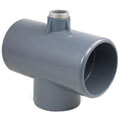 U-PVC solvent tee with side threaded drain