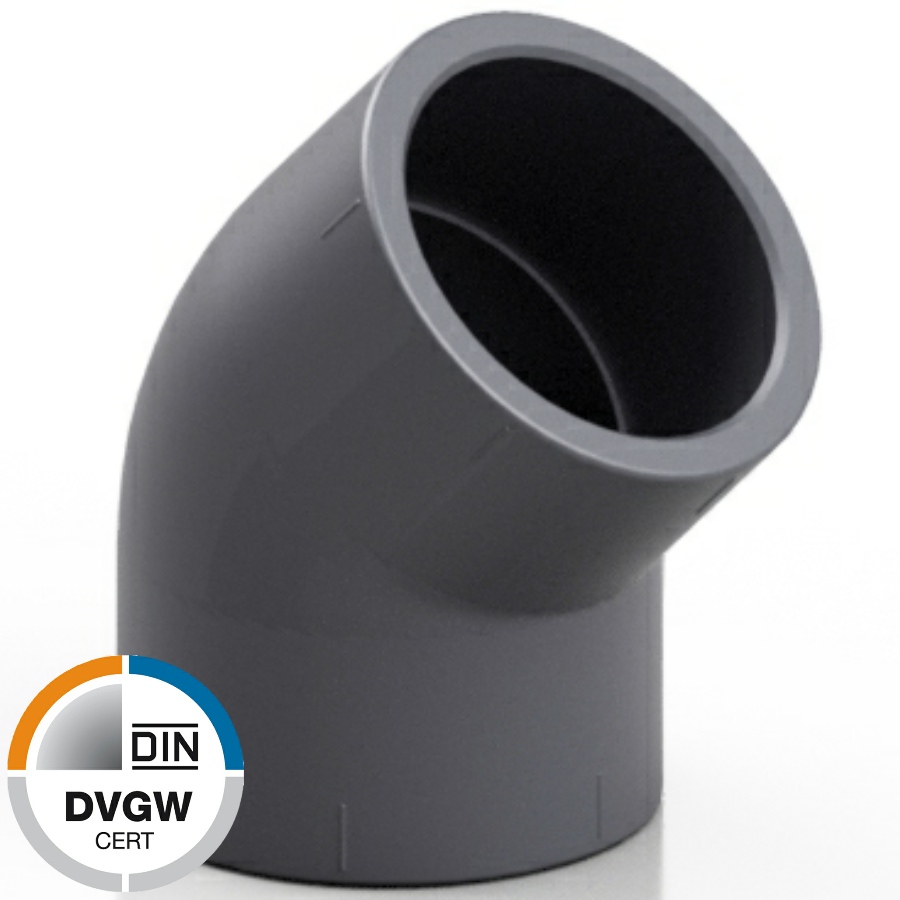 U-PVC solvent elbow 45° - DVGW
