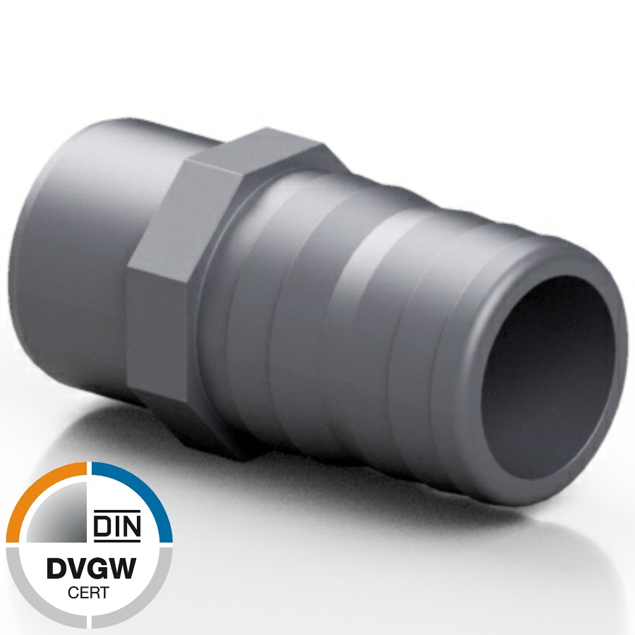 PVC-U Schlauchtülle mit Klebestutzen DVGW