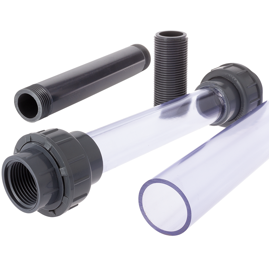 U-PVC trasparent pipes and threaded bars