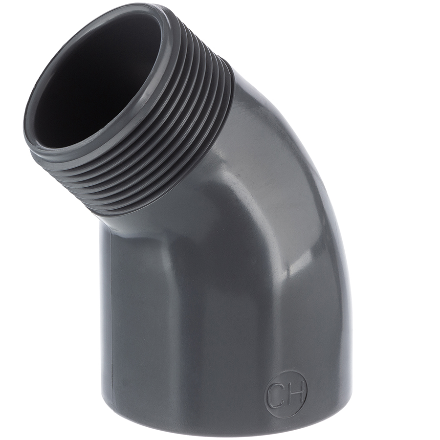 U-PVC solvent elbow 45° x male thread