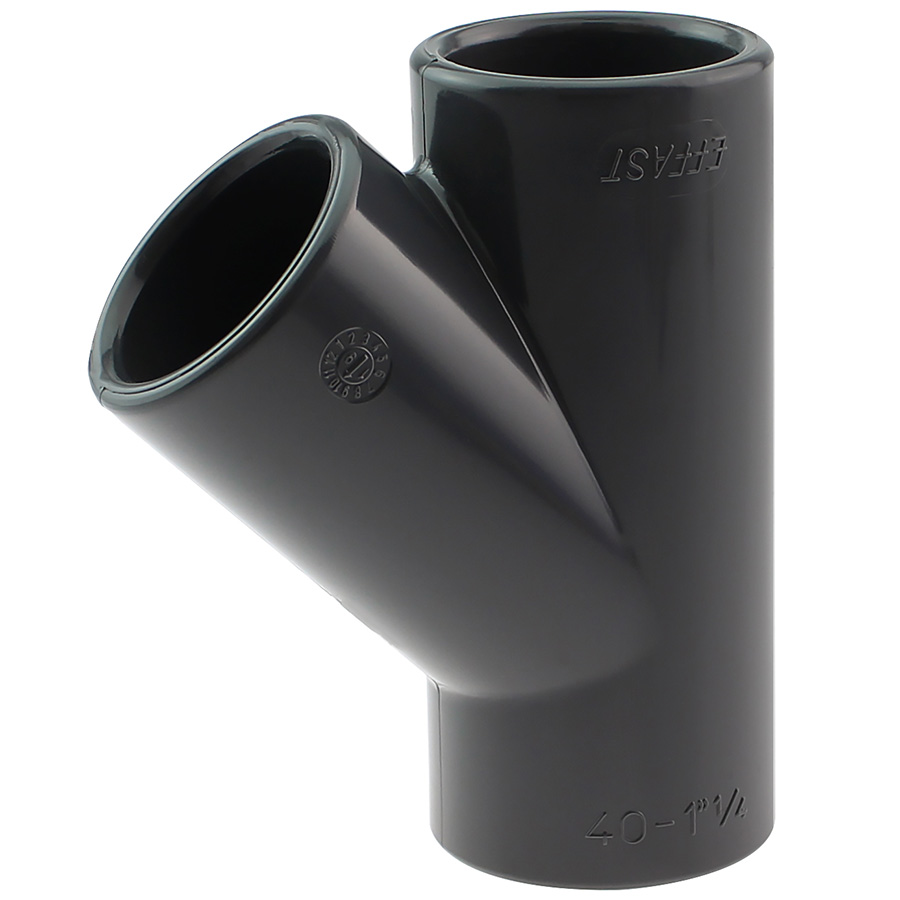 PVC-U T-piece 45°, triple glue female socket