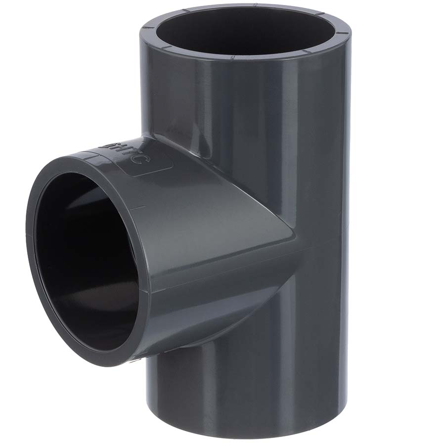 PVC-U T-piece 90°, triple glue socket