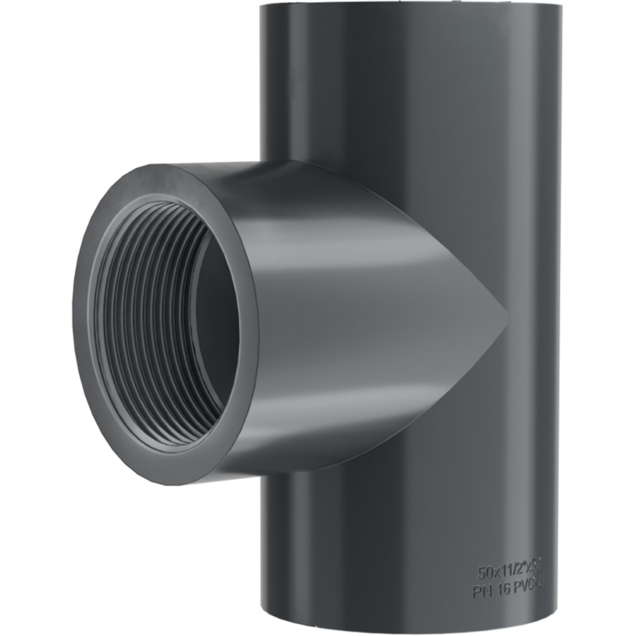 PVC-U T-Stück 90° Klebemuffe x Innengewinde