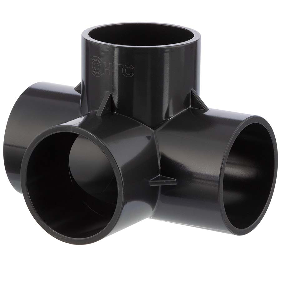 PVC-U T-piece 90°, 4-way glue socket