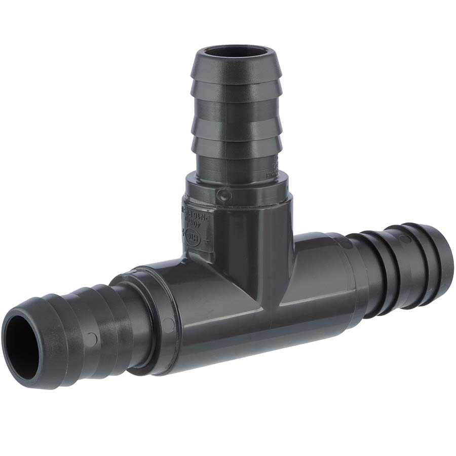 PVC-U T-piece 90°, 3-way hose nozzle