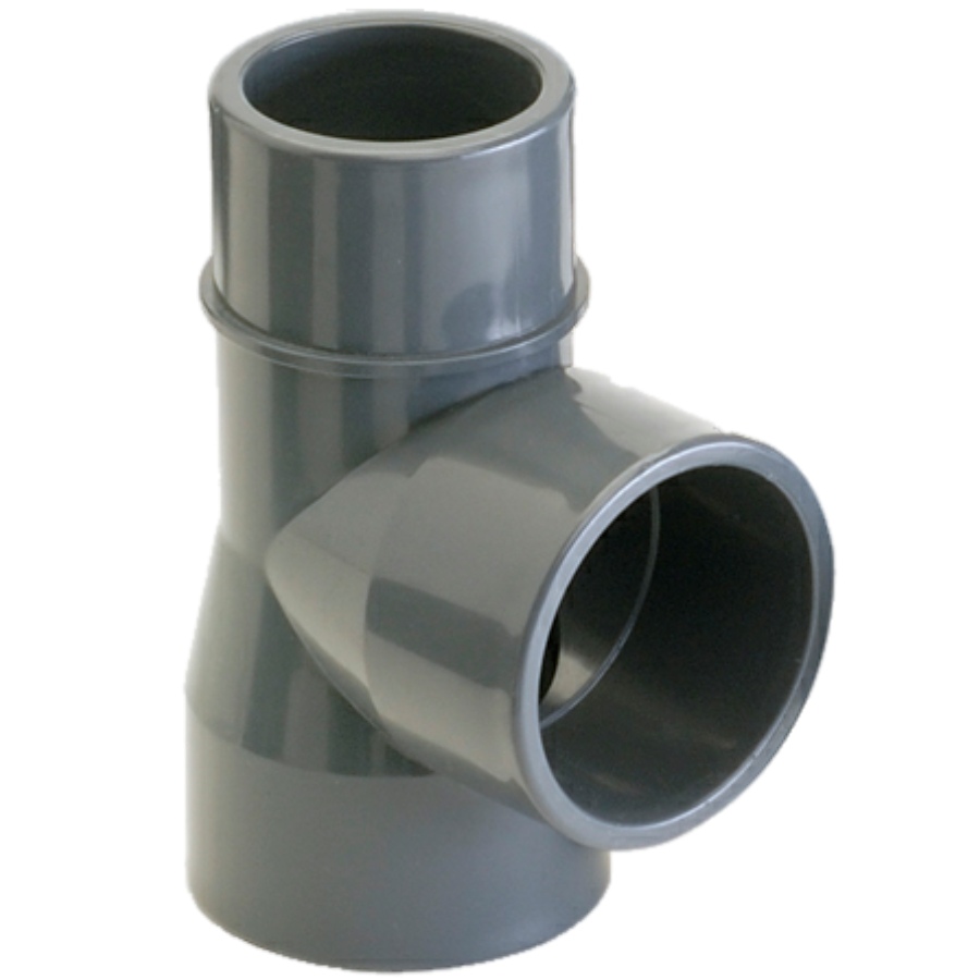PVC-U T-piece 90°, 2 x glue socket x male/female socket