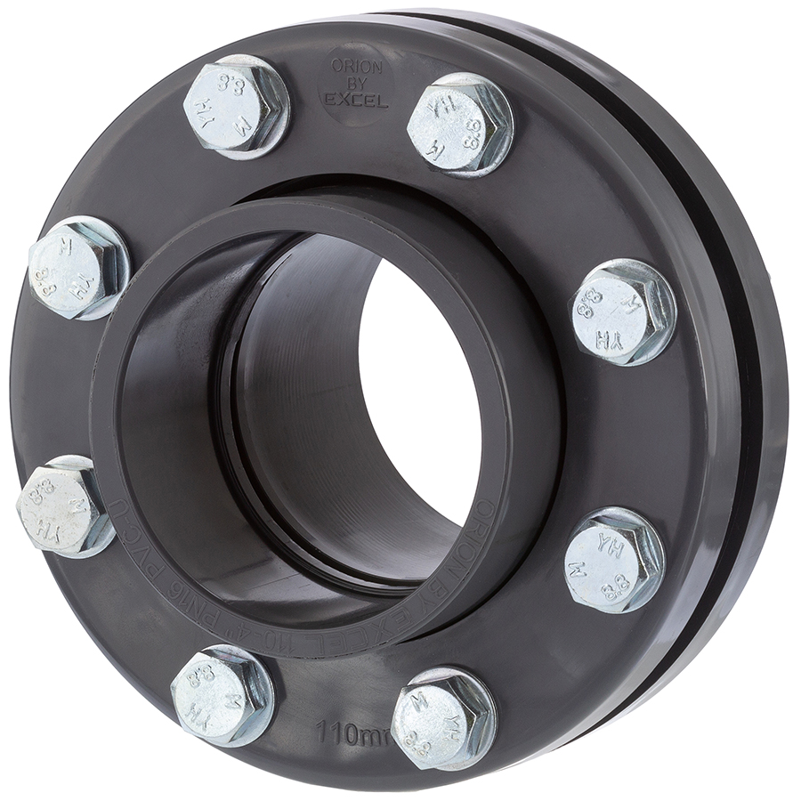 U-PVC flange set incl. gasket and <strong>zinc-coated screws