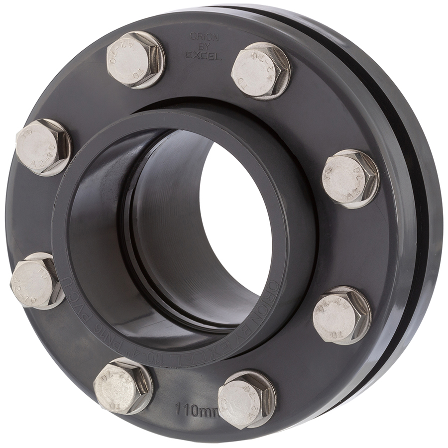 U-PVC flange set incl. gasket and <strong>A2 stainless steel screws