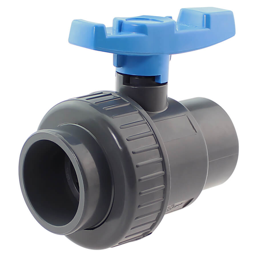 U-PVC and HDPE 2 way solvent ball valve with 1 nut