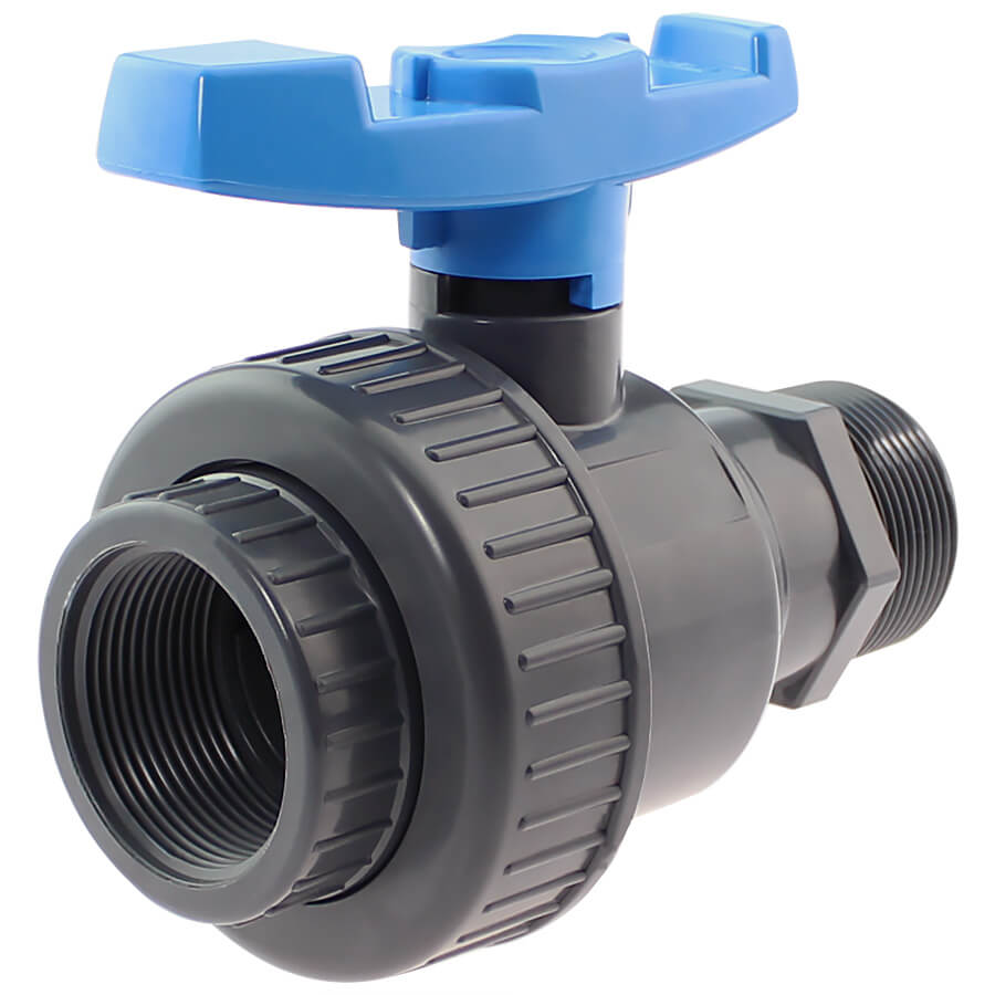 PVC-U Kugelhahn HDPE 1fach berwurf Innen- x Aussengewinde