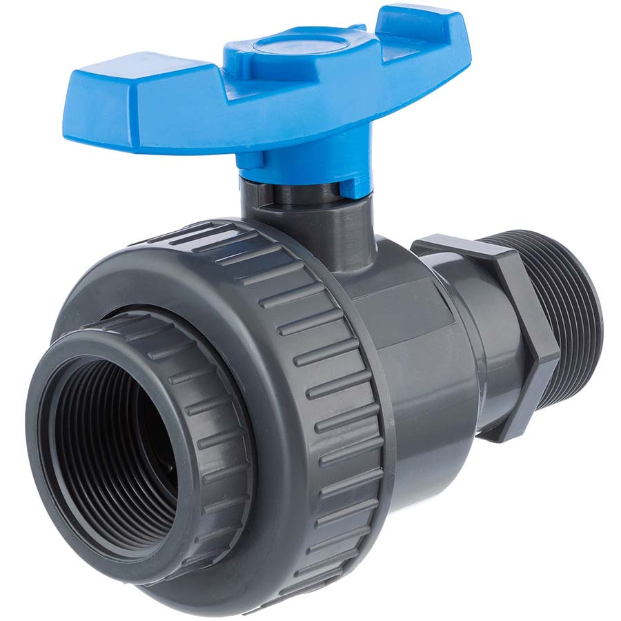 PVC-U ball valve HDPE single union female x male thread