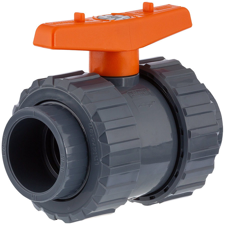 PVC-U ball valve PTFE Hidroten <strong>2 x solvent glue socket