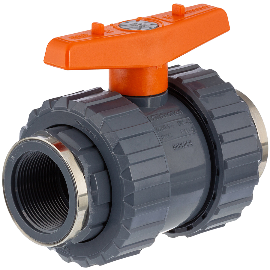 PVC-U ball valve PTFE Hidroten 2-way <strong>reinforced female thread