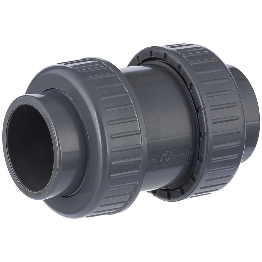 U-PVC solvent check valve with nuts