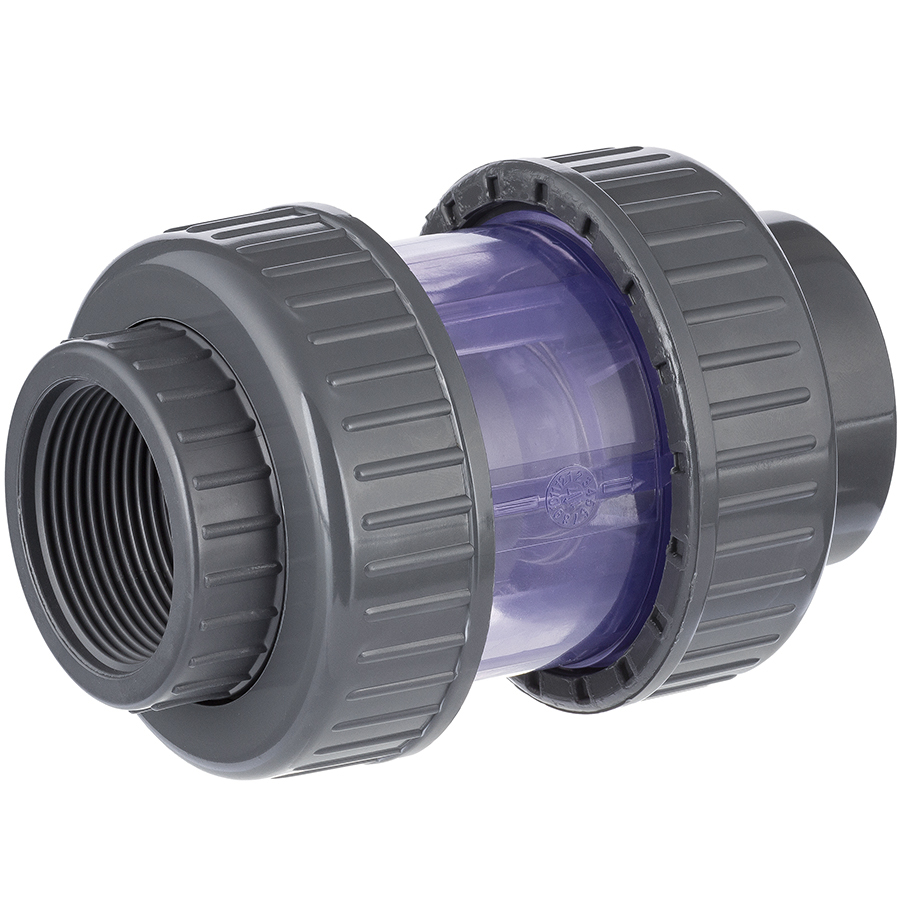 U-PVC check valve socket x female thread - transparent