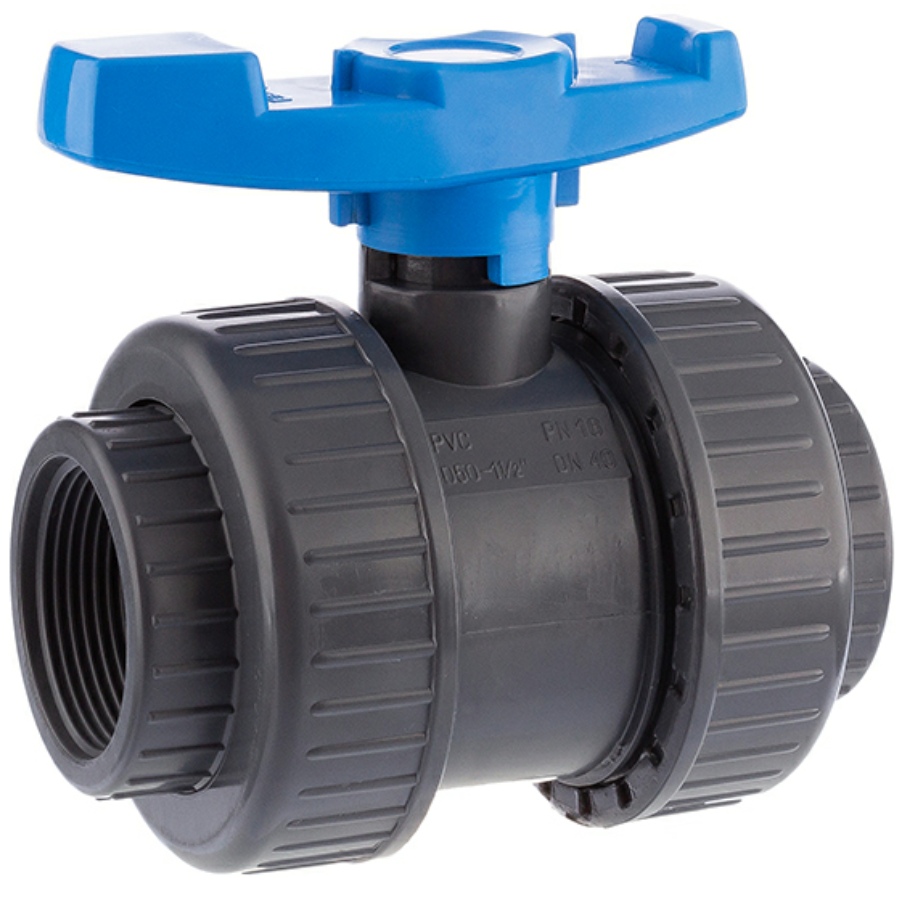 U-PVC and HDPE 2 way female threaded ball valve with nuts