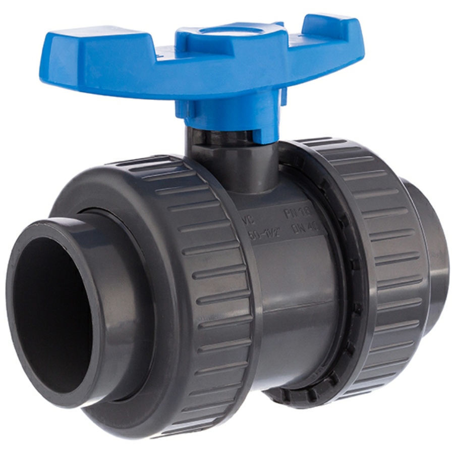 U-PVC and HDPE 2 way ball valve with nut, solvent socket x female thread