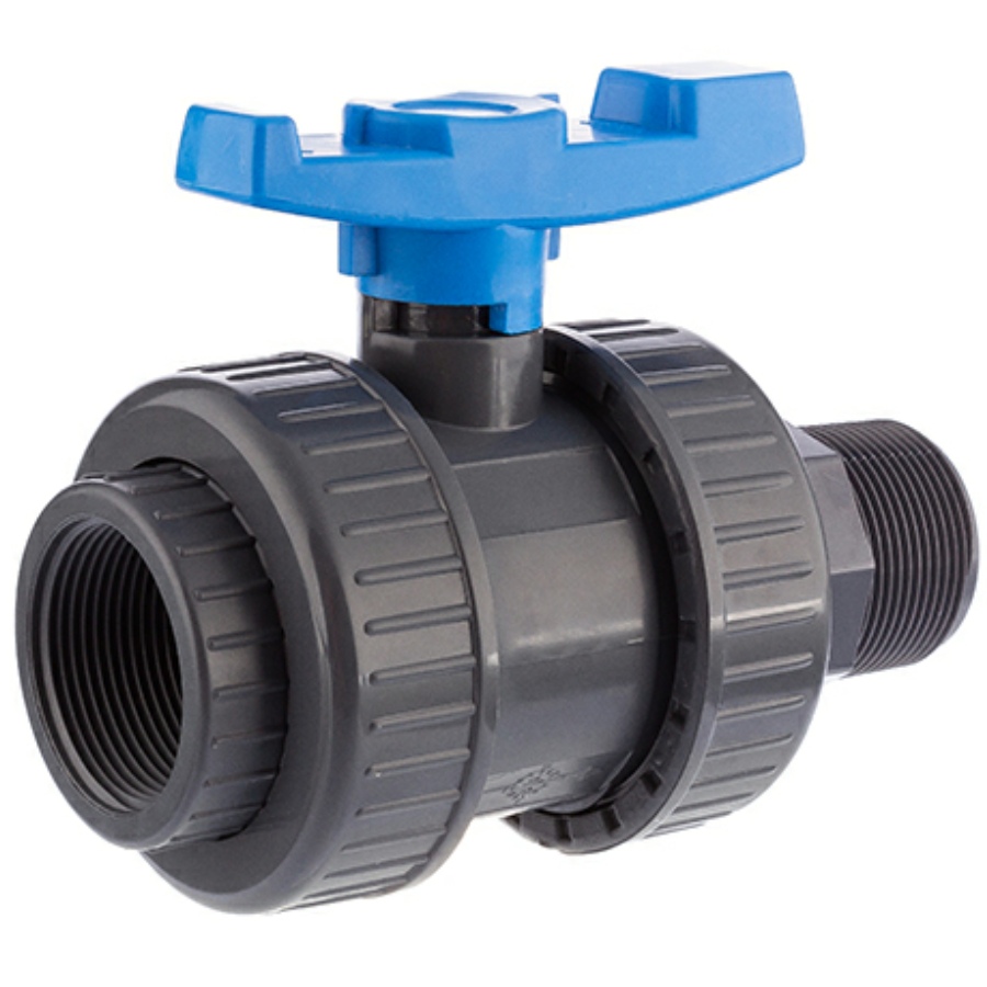 U-PVC and HDPE 2 way ball valve with male and female thread