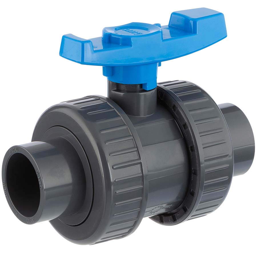 PVC-U ball valve HDPE <b>2 x solvent male socket</b>