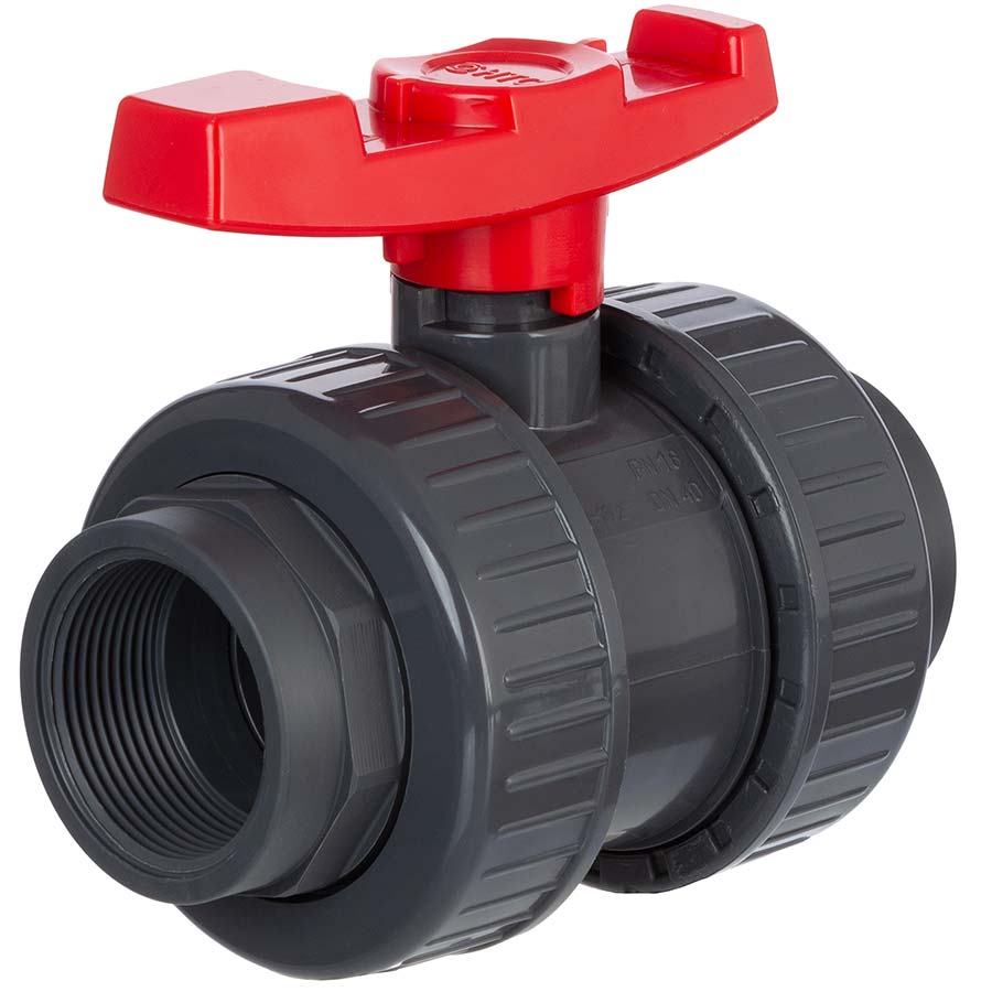 U-PVC and PTFE 2 way ball valve with female threads