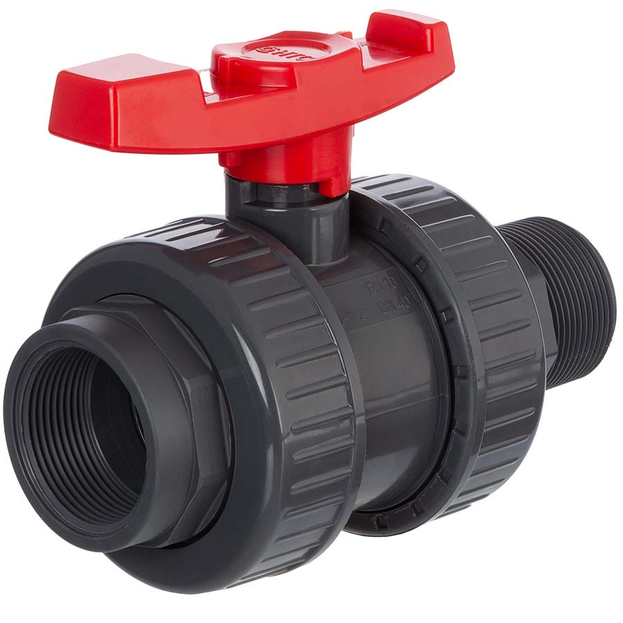 PVC-U ball valve PTFE <br><b>Internal x external thread