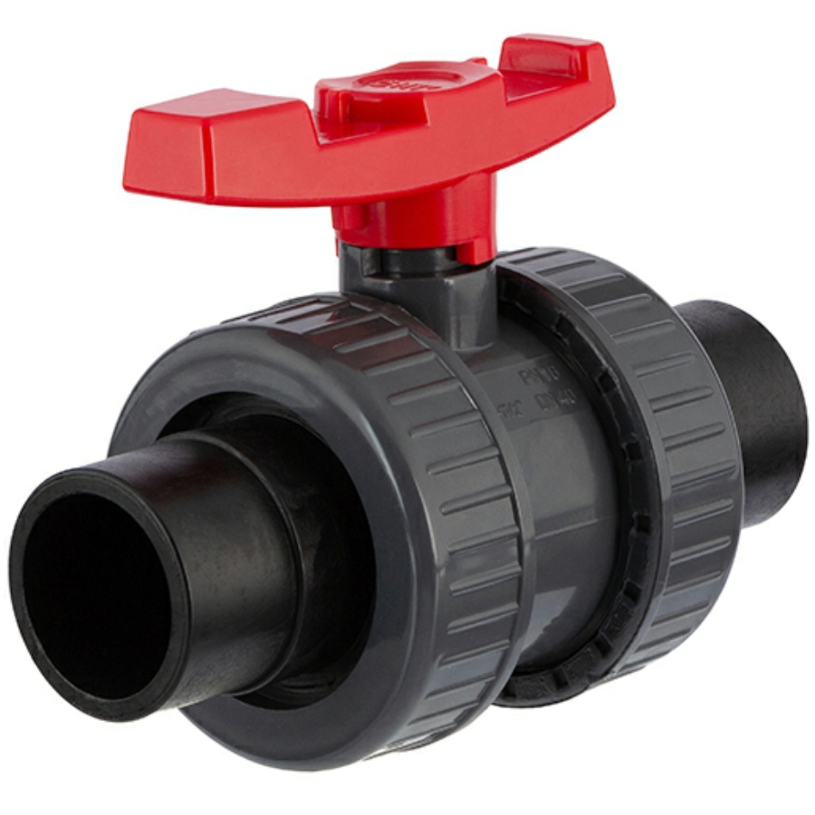 PVC-U ball valve PTFE 2-fold <b>PE100 connection