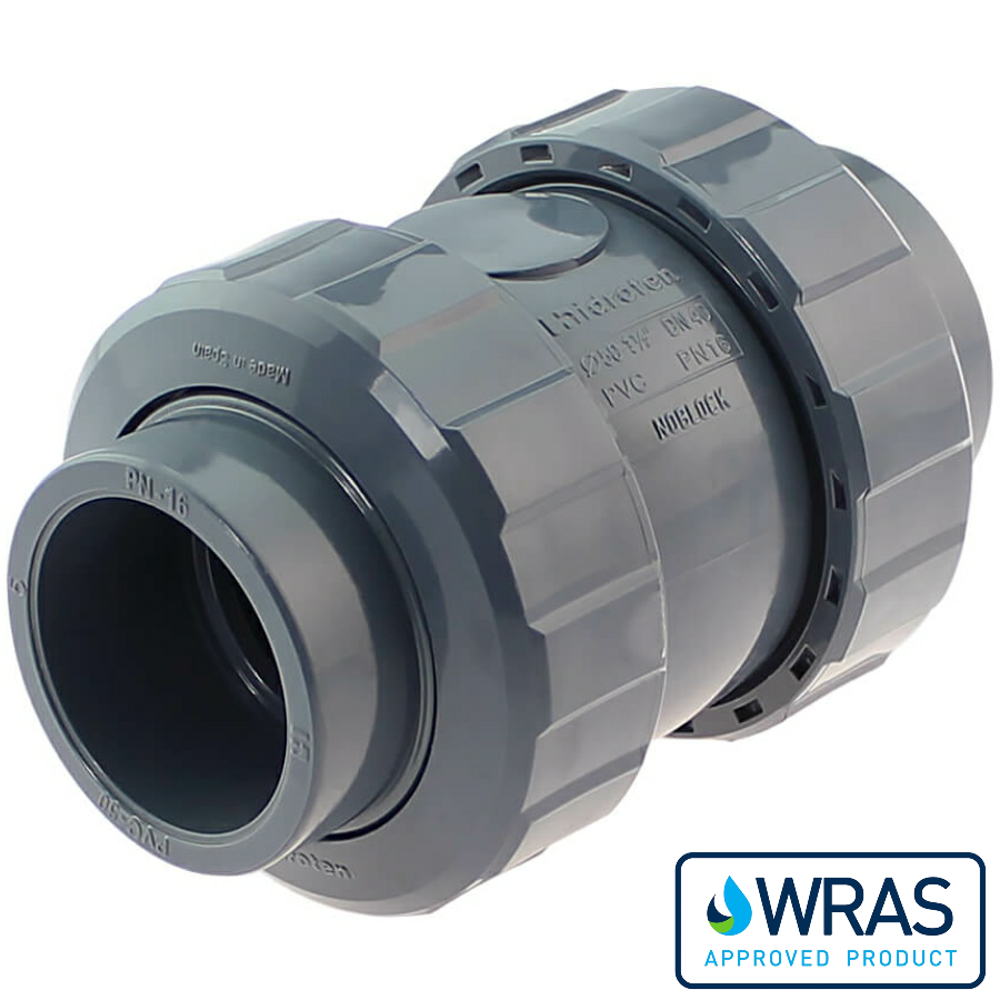 U-PVC solvent check valve with nuts - WRAS for drinking water