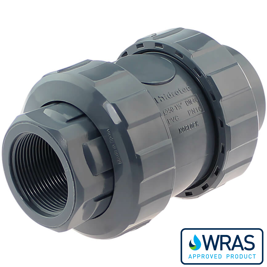 U-PVC female threaded check valve with nuts - WRAS for drinking water