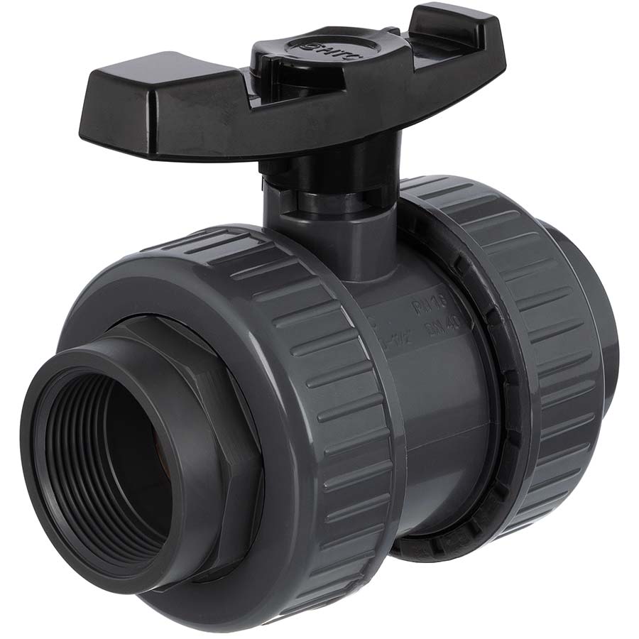 PVC-U industrial ball valve <b>FPM VITON solvent socket x female thread </b>