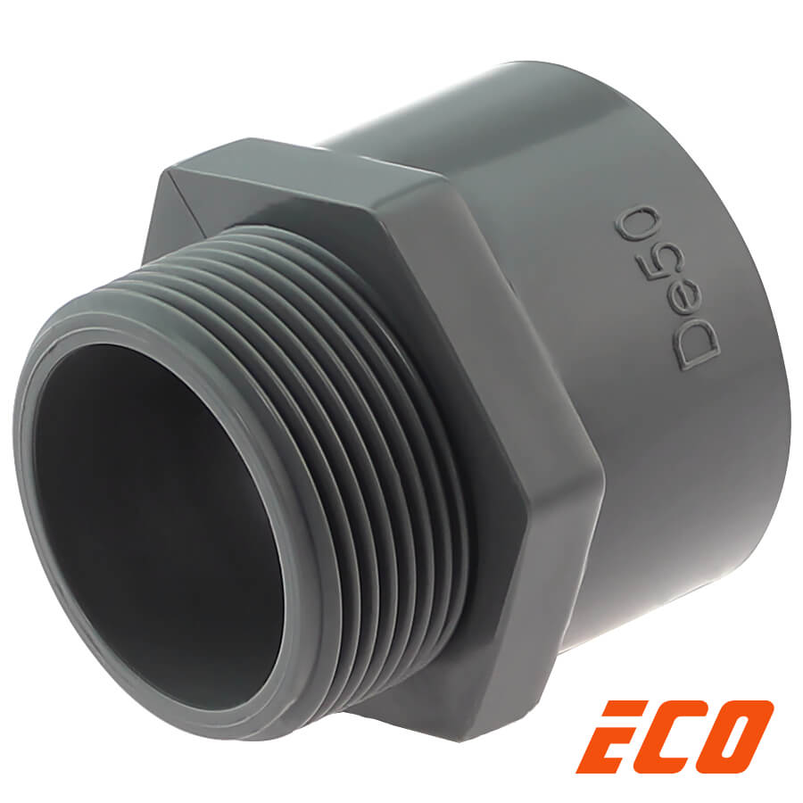 PVC-U bergangsnippel ECO, Klebemuffe x Aussengewinde