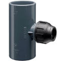 PVC-U T-piece 1x outlet PP clamp