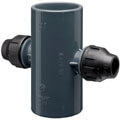 PVC-U cross piece 2-way outlet PP clamp