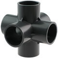 PVC-U cross-piece, 6-way glue socket