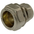 Brass reducing compression fitting, for copper and steel pipes