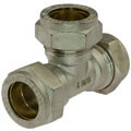 Brass tee 90° compression fitting
