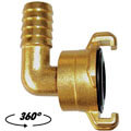 Brass quick bayonet coupling 360° elbow 90° with hose tail