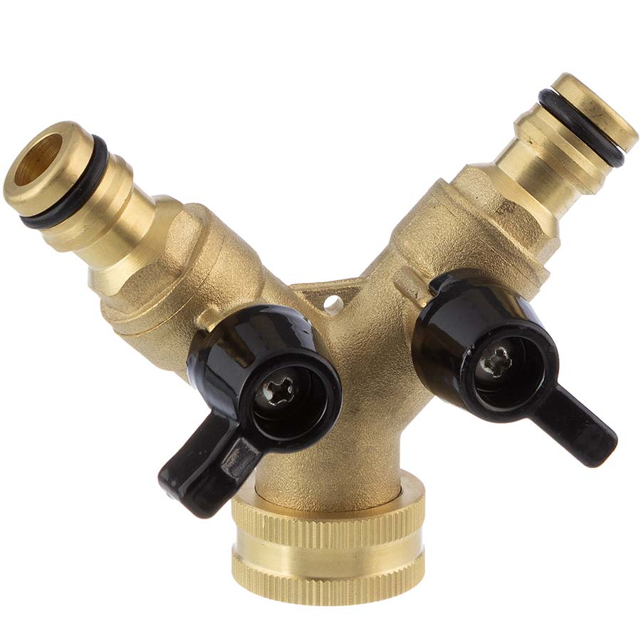 Brass Quick-Click manifold with valves and female thread