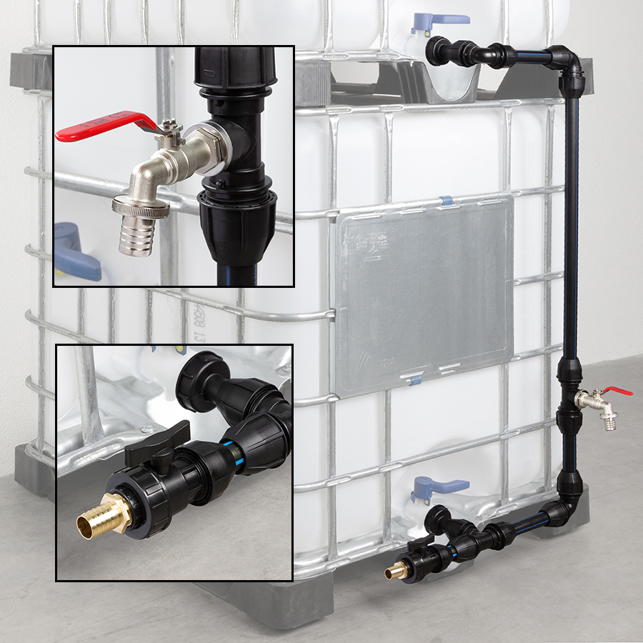 Connection system for overlapping IBC containers - <b>32mm