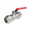 Brass compression fitting ball valve with steel handle