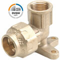 Brass compression fitting with flange x female thread, DVGW