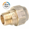 Brass adapter compression fitting x male thread, DVGW