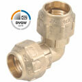 Brass elbow 90 compression fitting, DVGW