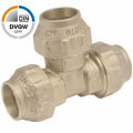 Brass tee 90 compression fitting, DVGW