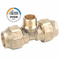 Brass tee 90 compression fitting x male thread, DVGW