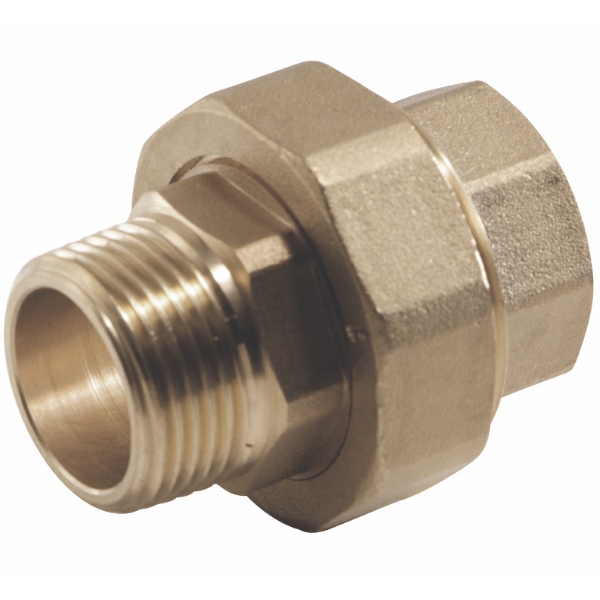 Brass female/male threaded union - conical sealing